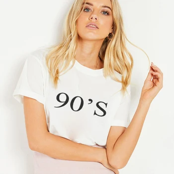 90-ŲJŲ T-shirt Naujų korėjos Harajuku Derliaus Versija vientisa Spalva Balta Stilius Laukinių Mielas Laiškas Marškinėliai Spausdinimas Serijos Viršūnės