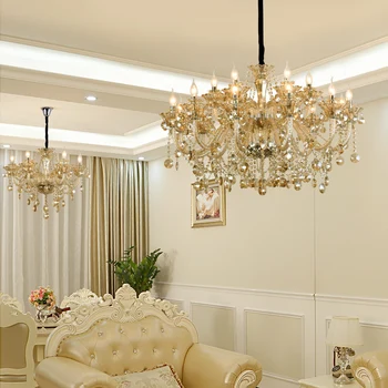Krištolo sietynas kambarį lempos modernus minimalistinio valgomasis, miegamasis lempos prabanga vila salė lempos konjako spalvos šviestuvai