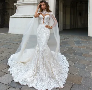 Eslieb high-end užsakymą pagaminti nėriniai undinė vestuvių suknelės V-kaklo vestuvių Suknelė 2019 Vestido de Noiva