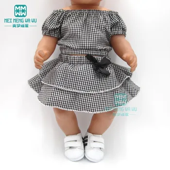 Drabužių lėlės tinka 43cm baby new born lėlės ir amerikiečių lėlės juoda ir balta atsitiktinis pledas sijonas