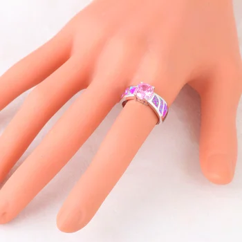 Naujas Mados Žiedai Jubiliejų bižuterijos Violetinės Ugnies Opalas Sidabro Antspaudu Kristalų Žiedai JAV Dydis #6#7#8#9#10 OR818A
