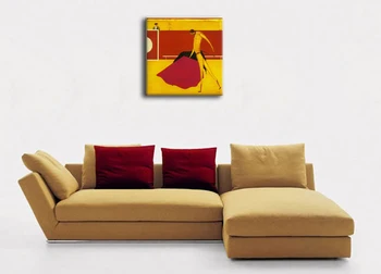 Didmeninė ir mažmeninė Drobė spausdinama iš Rankomis dažyti aliejus, tapyba viešbučio apdailos oranžinės-raudonos spalvos atspalvis paveikslų nemokamas pristatymas
