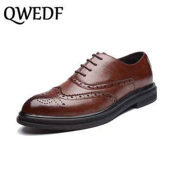 Mados Mens oficialų oksfordo bateliai bateliai vyrams juoda suknelė vestuvių batai brogues Britų raižyti Zapatos de hombre, D5-89