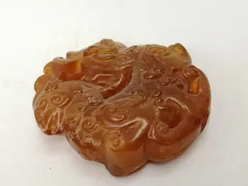 YIZHU CULTUER MENO Kolekcija Senosios Kinijos Gamtos Ranka Raižyti Laimingas Dvigubai žvėris Amuletas Pakabukas