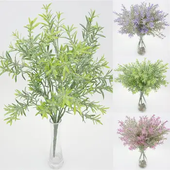 Modeliavimo Augalų Lapai Dekoro Užliejimo Gėlių Emulational Lapai Elegantiškas Dekoravimo Dirbtinis Levandų 3 Spalvos Plastiko Žolės
