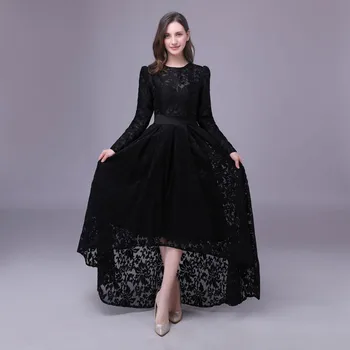 2020 m., ilgas, maxi suknelės Chalatas De Soiree karšto pardavimo nėrinių nuotakos suknelės juodos suknelės prom oficialų suknelė asimetrinė suknelė high-low