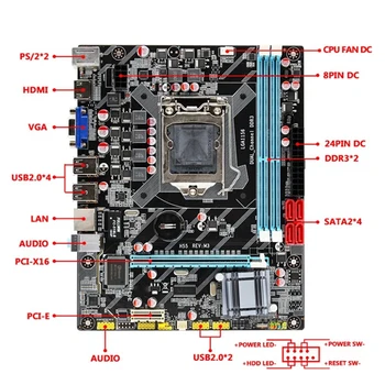 H55 Kompiuterio Plokštę LGA 1156-Pin M-ATX pagrindinė Plokštė DDR3 PCI-Express USB Desktop Mainboard
