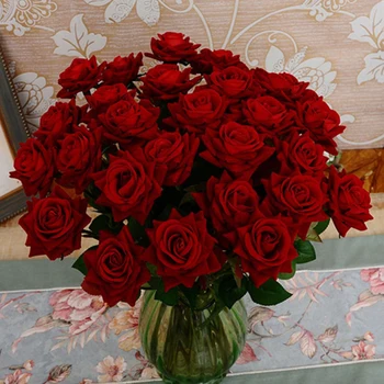 1 Vnt Dirbtinių Rožių Netikrą Gėlės Lapų Namo Kambaryje Nuotakos Puokštės, Vestuvių Dekoras