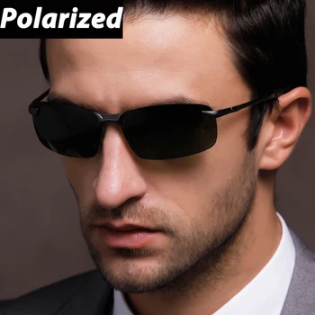 Vyrų anti-uv 400, poliarizuota akiniai nuo saulės, automobilio vairuotojas veidrodėliai saulės akiniai Lydinio rėmas vyrų cool vairavimo akinius vyrų mados akiniai